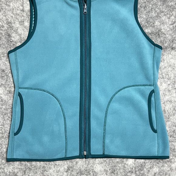 Studio Works Sport Vest Women's M Reversible Full Zip Houndstooth Plaid Blue - Picture 14 of 17